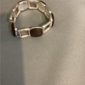 Silver and Brown Stretch Bracelet